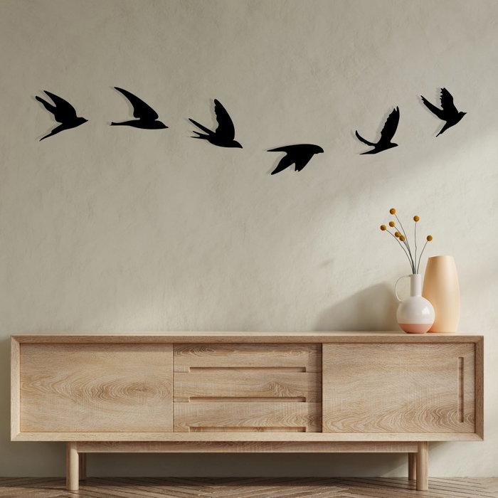 Wallity Umudo Accesorio Decorativo de Pared de Metal con Siluetas de Pájaros en Negro Wallity Umudo Accesorio Decorativo de Pared de Metal con Siluetas de Pájaros en Negro